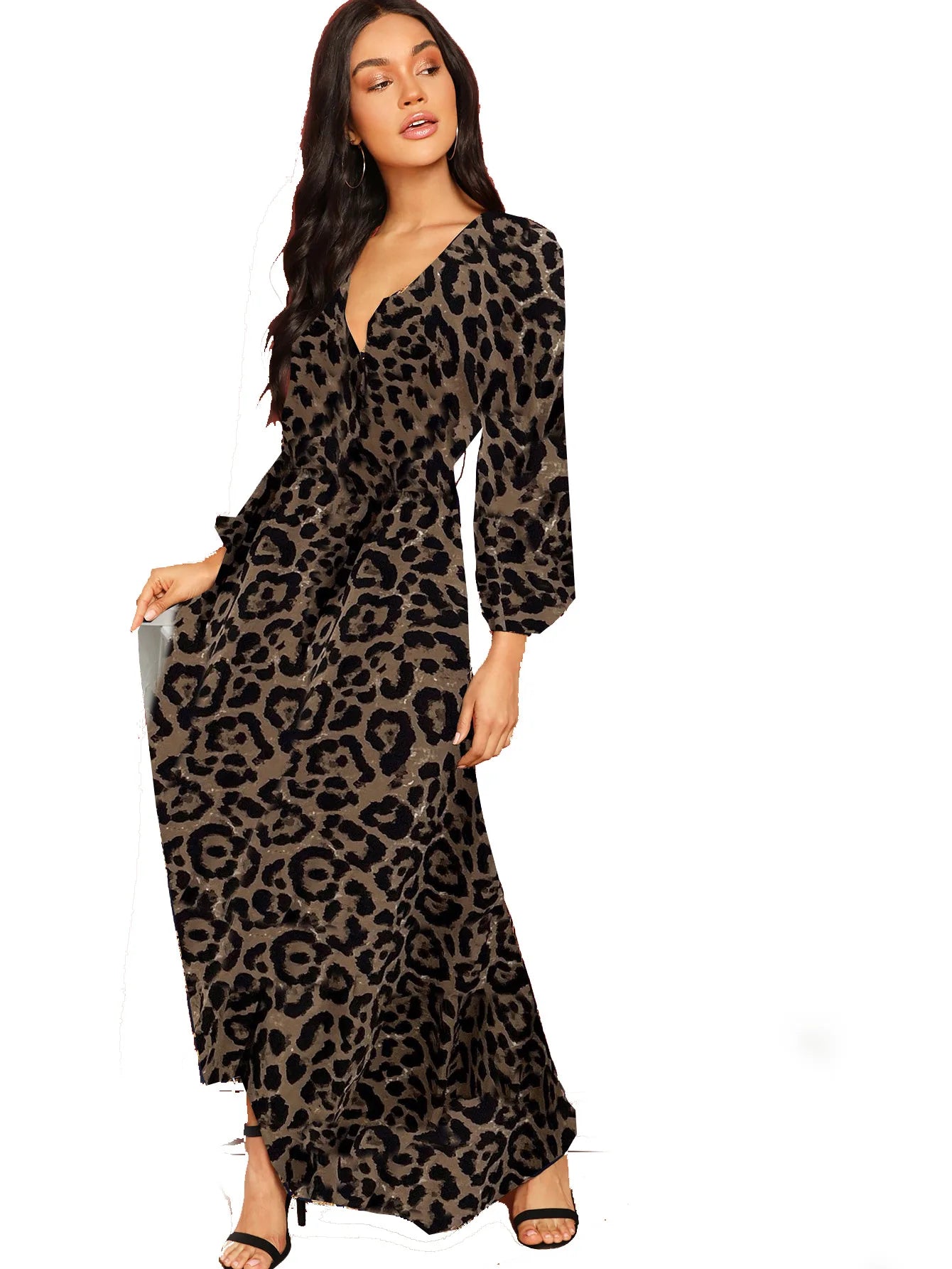 Women Eid Muslim Dresses V Neck Lantern Sleeve Morocco Ramadan Long Robe Print Party Dress