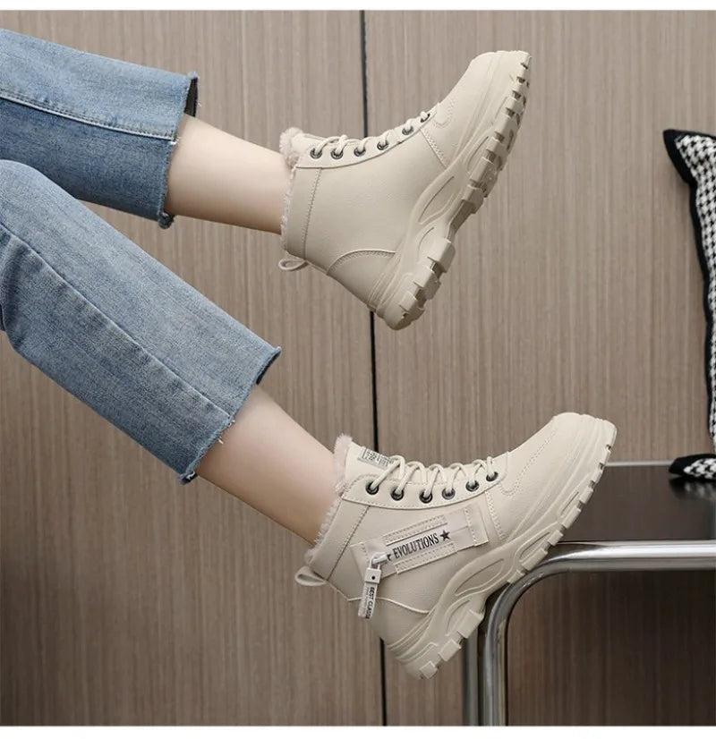 Women Casual High-top Shoes for Winter Snow Boots Warm Womens Sneakers Platform Ankle Boots