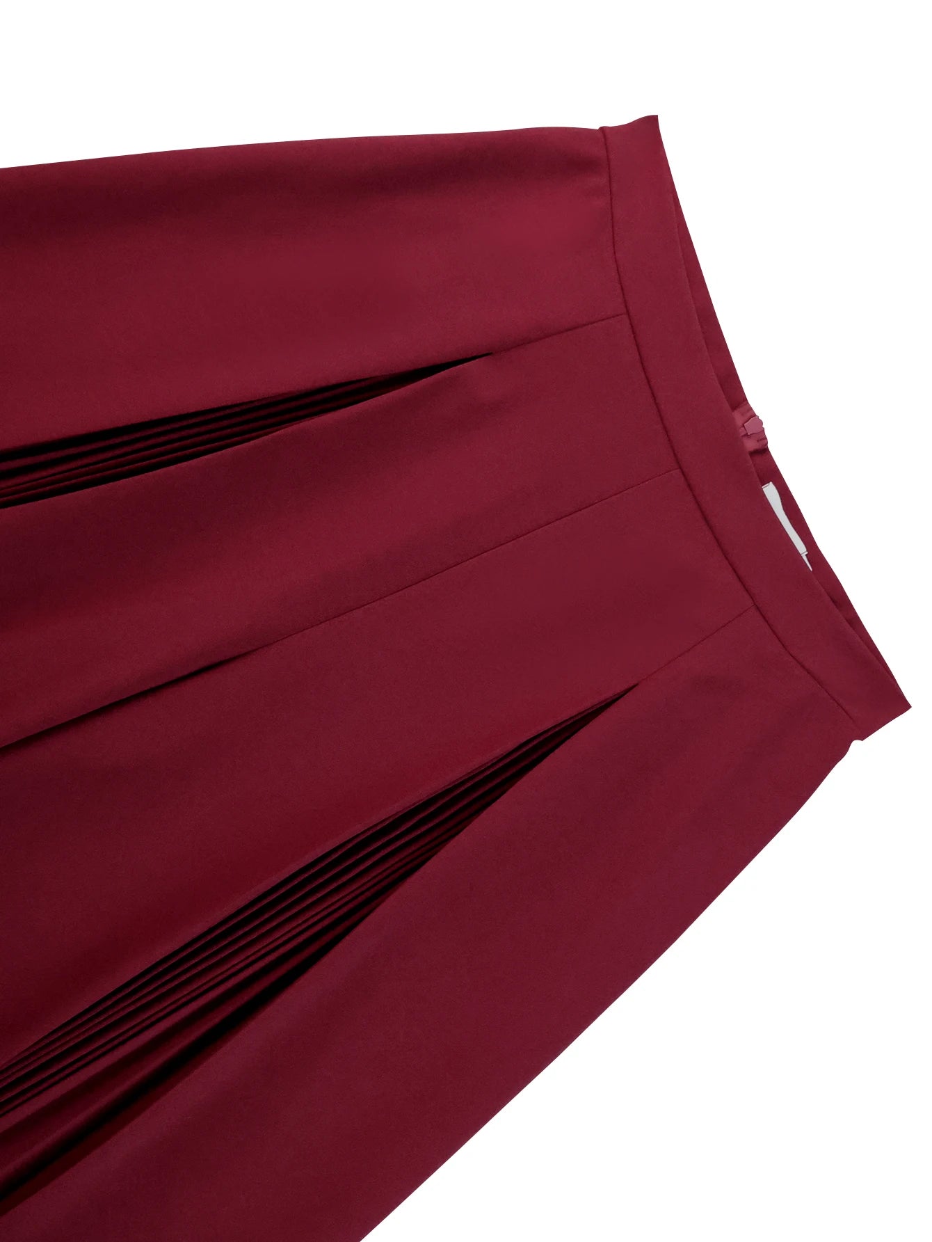 Women Wine Elegant Pleated  High Waist Split Wide Leg Casual Fashion Loose Long Office Wear Straight Palazzo Pants