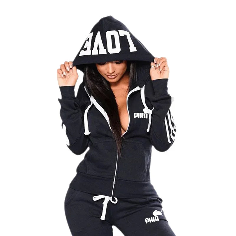 Woman Hot Sale Zip-up Hoodie Sweatpants Autumn Winter Daily Casual Sporty Jogger Set Urban Fashion Sexy Hoody Outfit