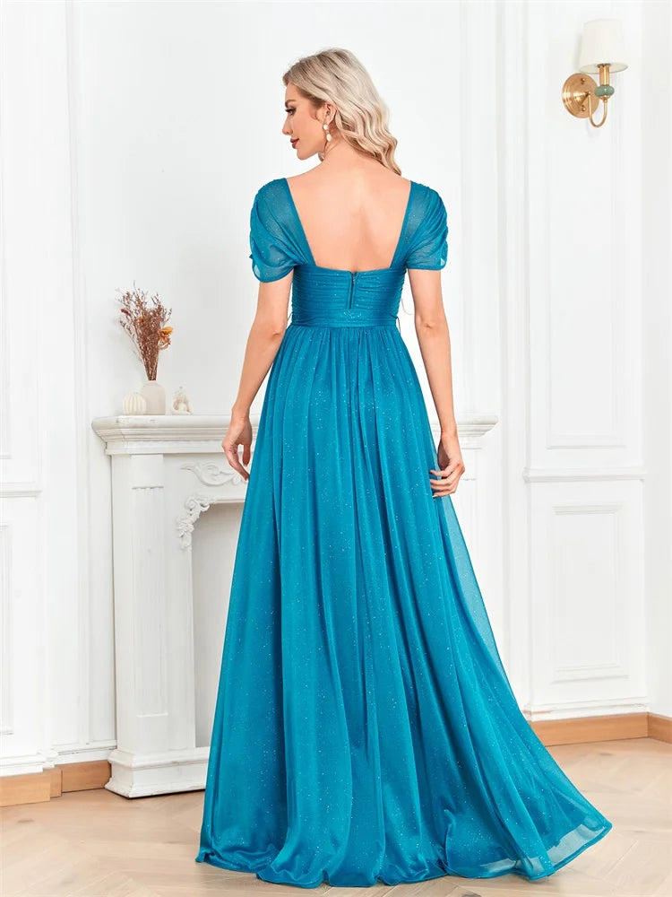 Women Elegant Shining  Luxury Sexy Slit Formal Prom Party Cocktail Maxi Graduation Bridesmaid Gowns Long Evening Dress