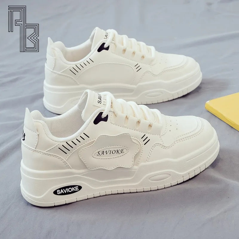 Autumn New White Shoes for Women, Fashionable and Versatile Casual Sports Shoes, Thick Soled Board Shoes