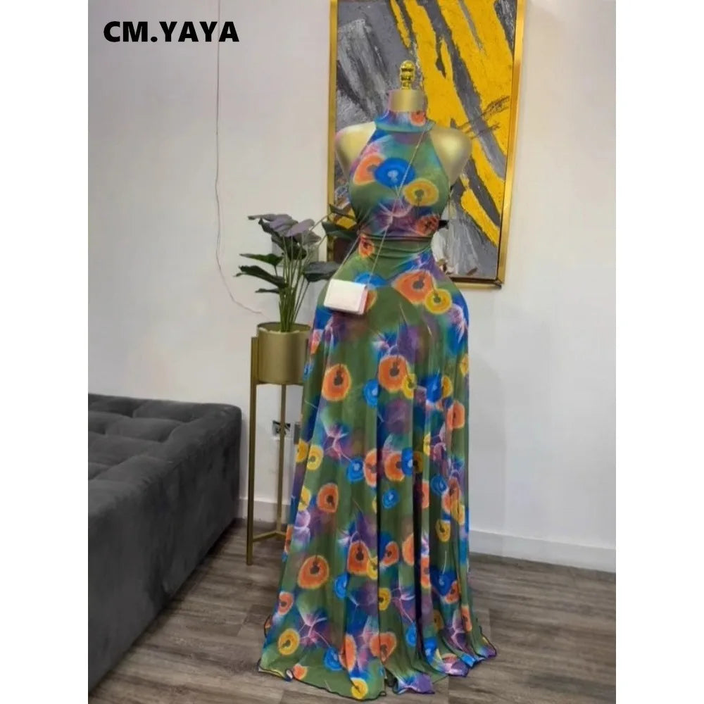 Women GLCMYAYA  New  O-neck Sleeveless Floral Print Mermaid  Evening Birthday Beach Sexy Night Party Long Maxi  Dresses