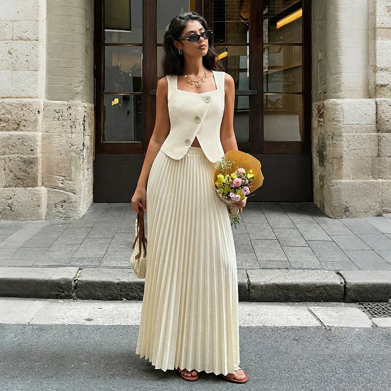 Women New Fashion Elegant Flared Skirt Set for  summer clothing