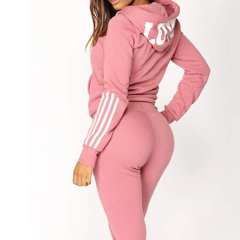 Woman Hot Sale Zip-up Hoodie Sweatpants Autumn Winter Daily Casual Sporty Jogger Set Urban Fashion Sexy Hoody Outfit
