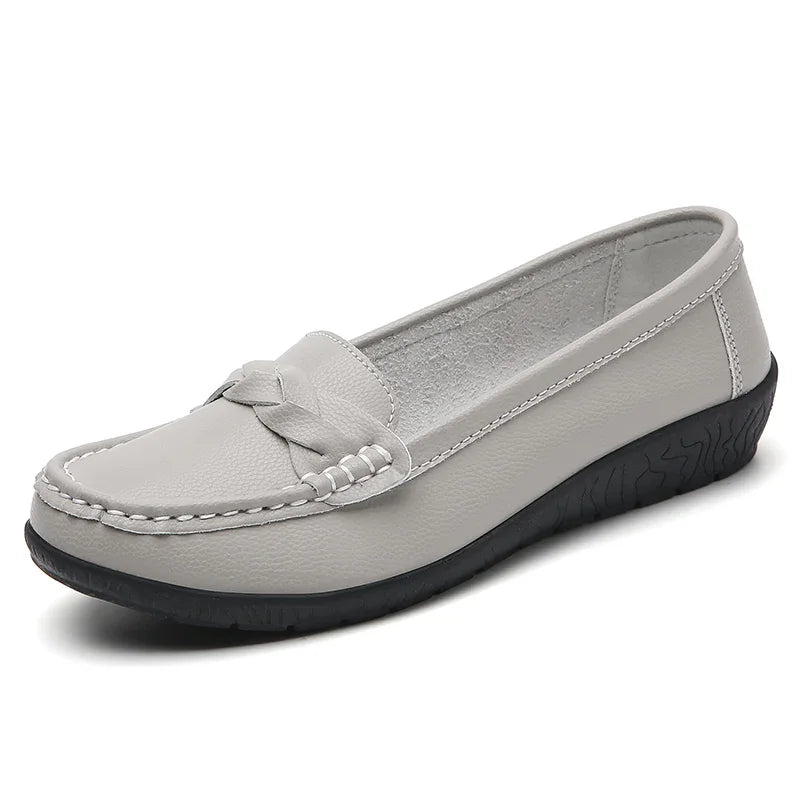 Women Flats Wedge Leather Fashion Comfortable Shoes Slip On Nurse Shoes Moccasins Outdoor  Big Size 35-44