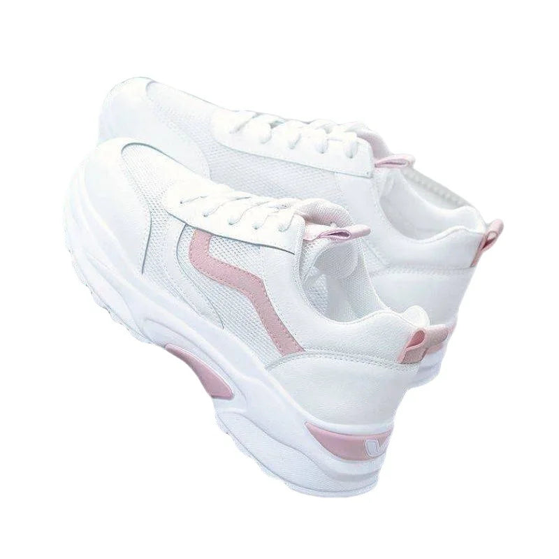 Women White Sneakers with Blue Accents