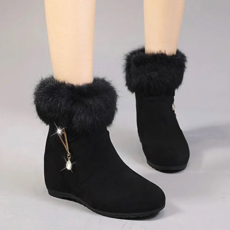 Women elegant fashionable Winter New Style Thickened Platform Snow Boots Warm Ankle Boots