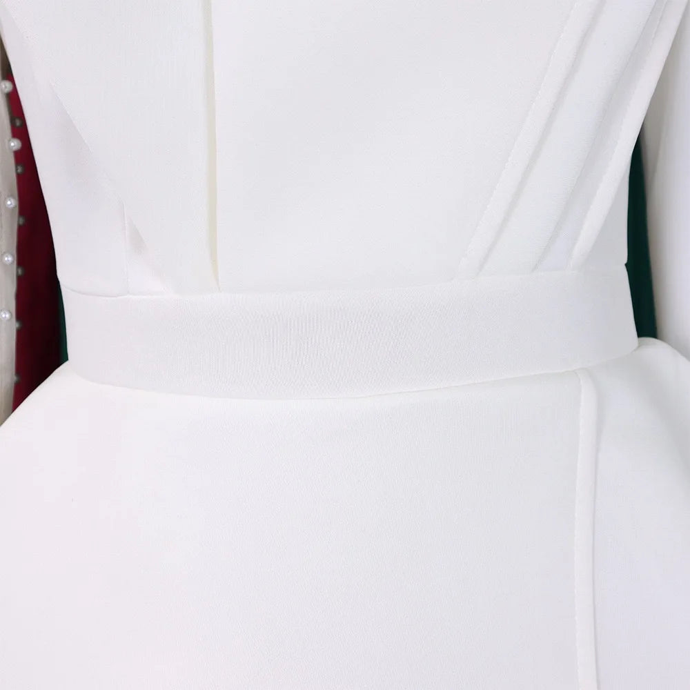 Women Luxury Jumpsuits & Rompers for Round Neck Beaded Transparent Sleeve High Waisted Elegant