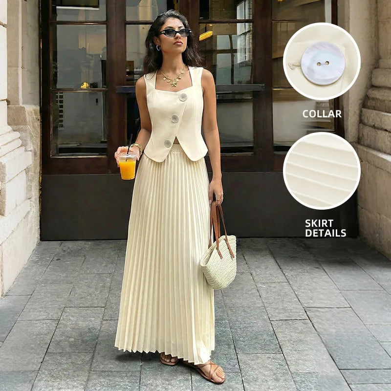 Women New Fashion Elegant Flared Skirt Set for  summer clothing
