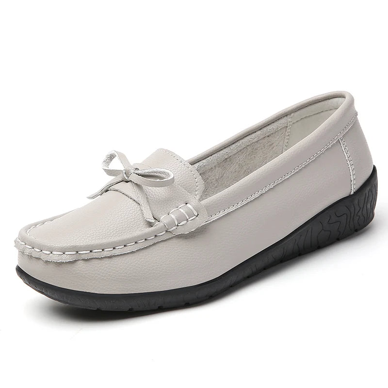 Women Genuine Leather Wedge Fashion Flats Black Designer Shoes Breathable Moccasins Casual Shoes