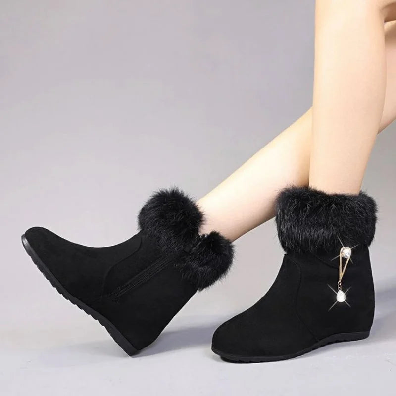 Women elegant fashionable Winter New Style Thickened Platform Snow Boots Warm Ankle Boots