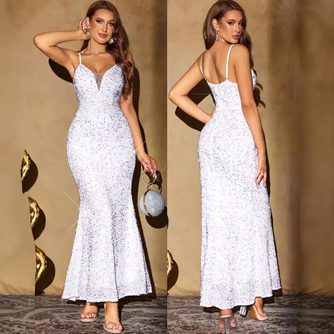 Women Sequin Wedding Bodycon Maxi Summer Sexy Luxury Club Evening Elegant Party Prom Dresses