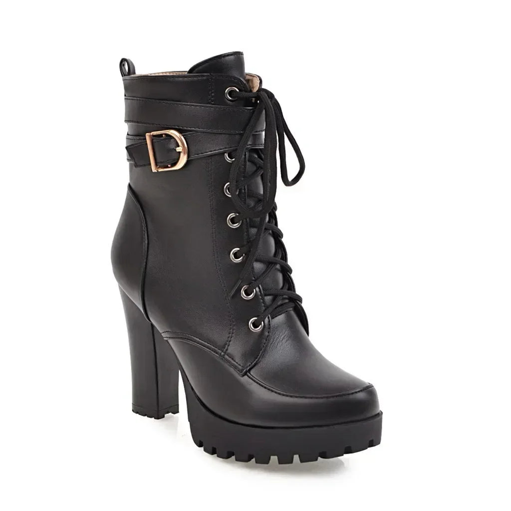 Women Ankle Boots Lace Up Ladies Boots