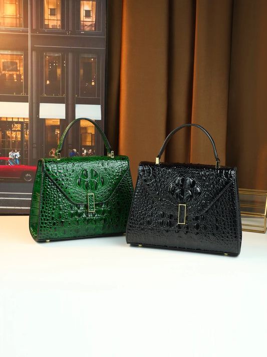 women  New crocodile pattern transfer lock classic versatile large capacity handbag