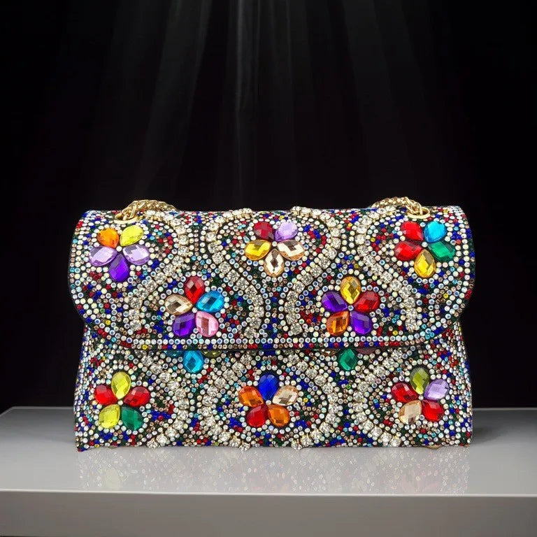 Women New Fashion Celebrity Rhinestone  Clothing Alloy Xiaoxiangfeng Shoulder Crossbody Dinner Bag