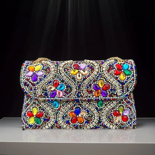 Women New Fashion Celebrity Rhinestone  Clothing Shoulder Crossbody Dinner Handbag
