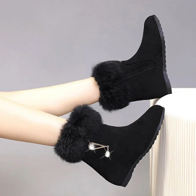 Women elegant fashionable Winter New Style Thickened Platform Snow Boots Warm Ankle Boots