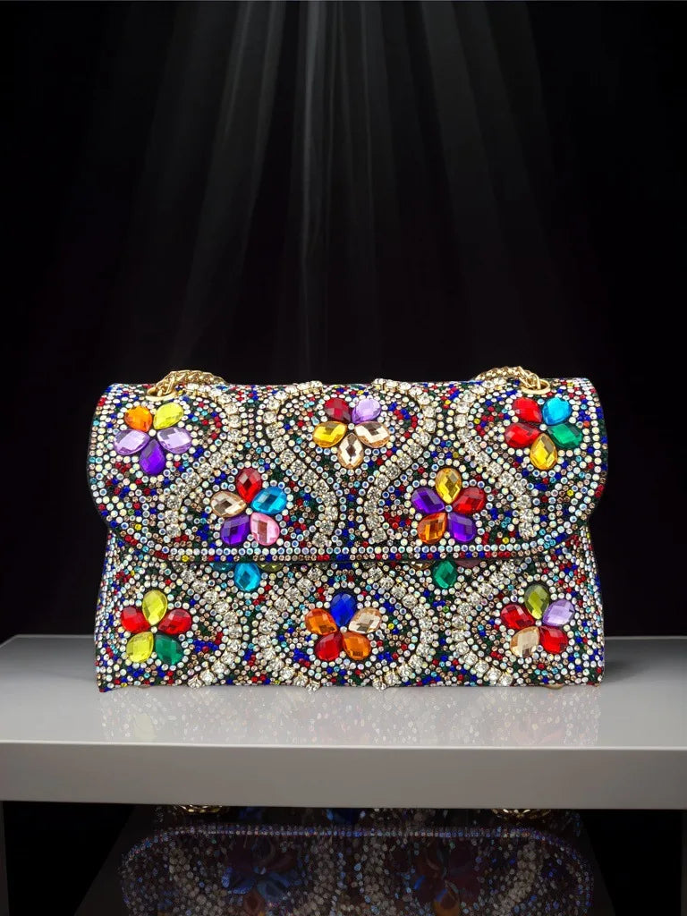 Women New Fashion Celebrity Rhinestone  Clothing Alloy Xiaoxiangfeng Shoulder Crossbody Dinner Bag