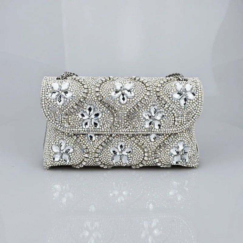 Women New Fashion Celebrity Rhinestone  Clothing Alloy Xiaoxiangfeng Shoulder Crossbody Dinner Bag