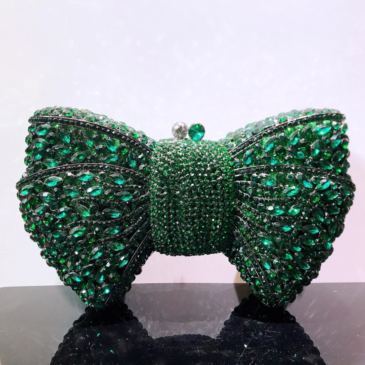 Women Newest Rhinestone Green/Black Clutch Purse Bow Luxury Diamond Red Evening Clutches  Wedding Bridal Bag Stones Handbags