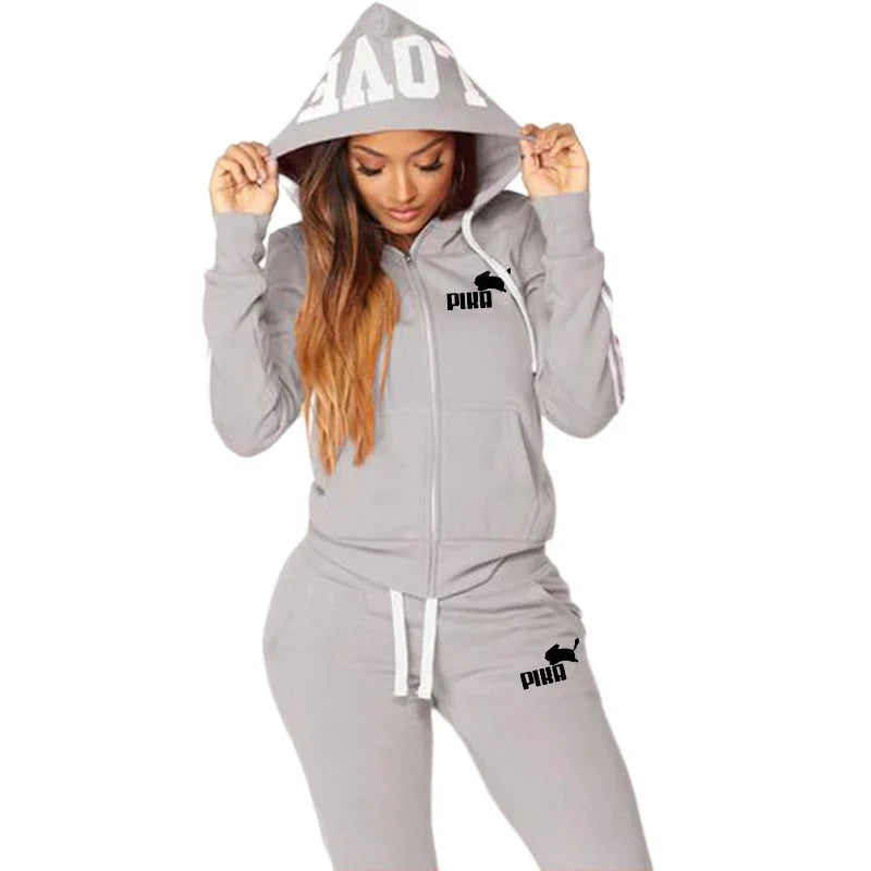 Woman Hot Sale Zip-up Hoodie Sweatpants Autumn Winter Daily Casual Sporty Jogger Set Urban Fashion Sexy Hoody Outfit