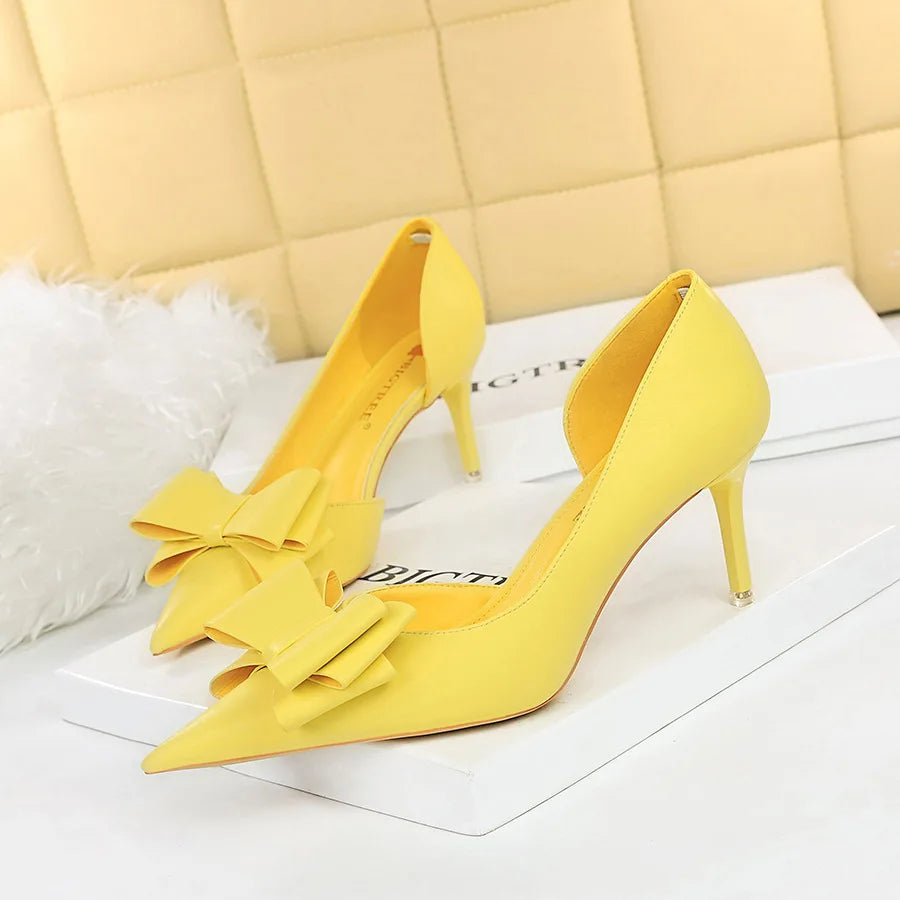 Women's shoes wedding bow high heels