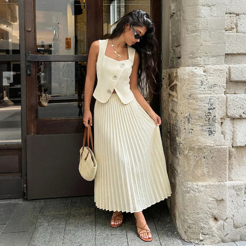 Women New Fashion Elegant Flared Skirt Set for  summer clothing