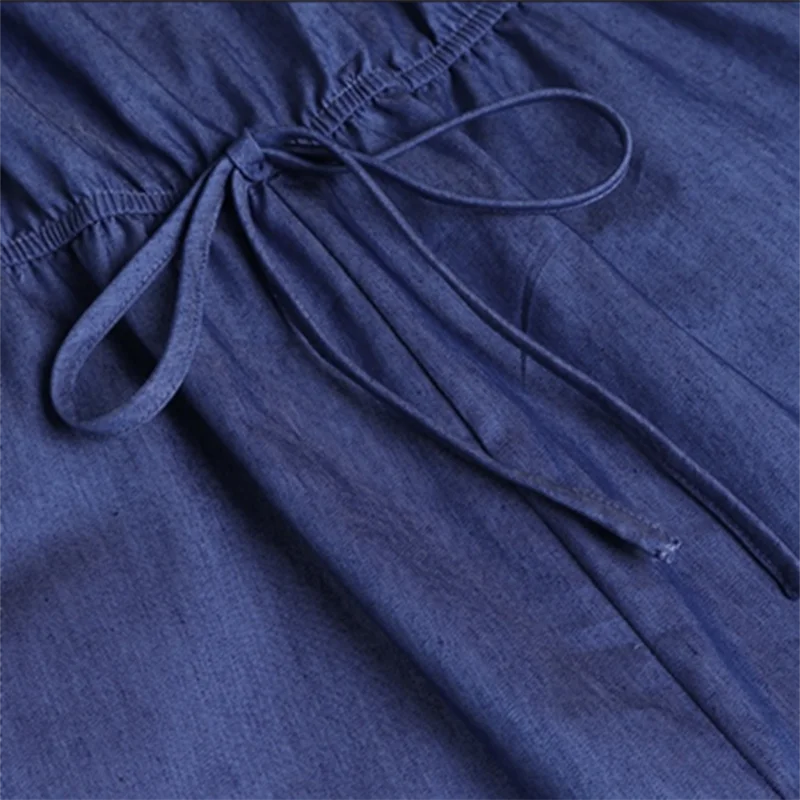 Women's sexy strapless romper-denim wide leg jumpsuit with ruffles summer beachwear