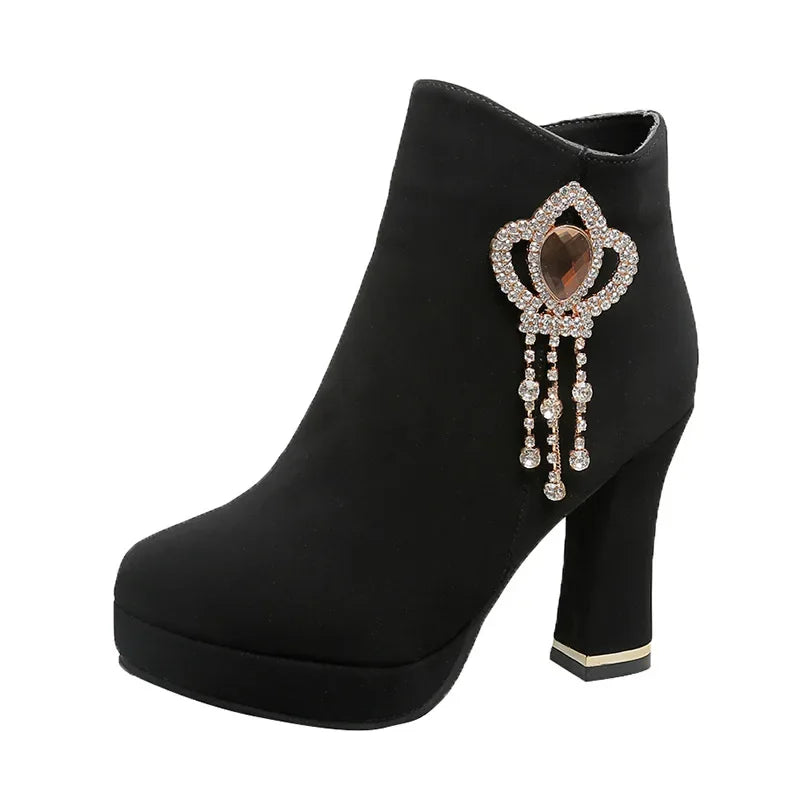 Women Elegant Fashionable Autumn/winter thick, high heel boot