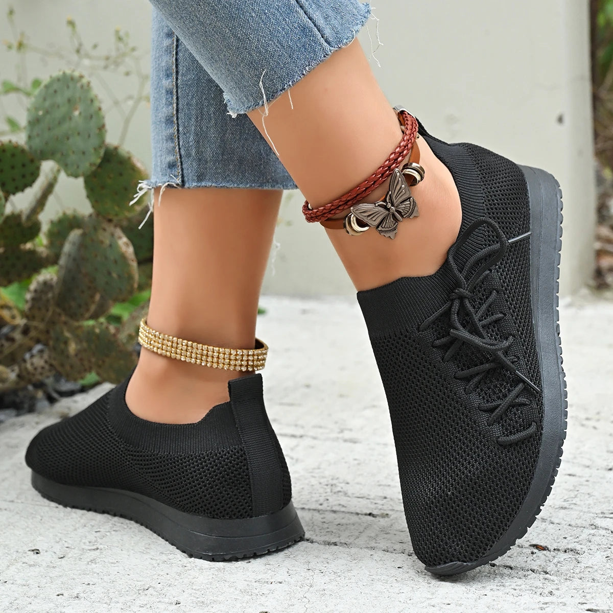 Women Casual Shoes Fashion Breathable Walking Mesh Flat Shoes Sneakers