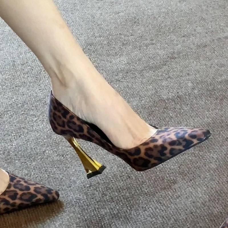 Women New Design High Heels Pointed Toe  Pumps Street Style Shallow Slip On Party Shoes