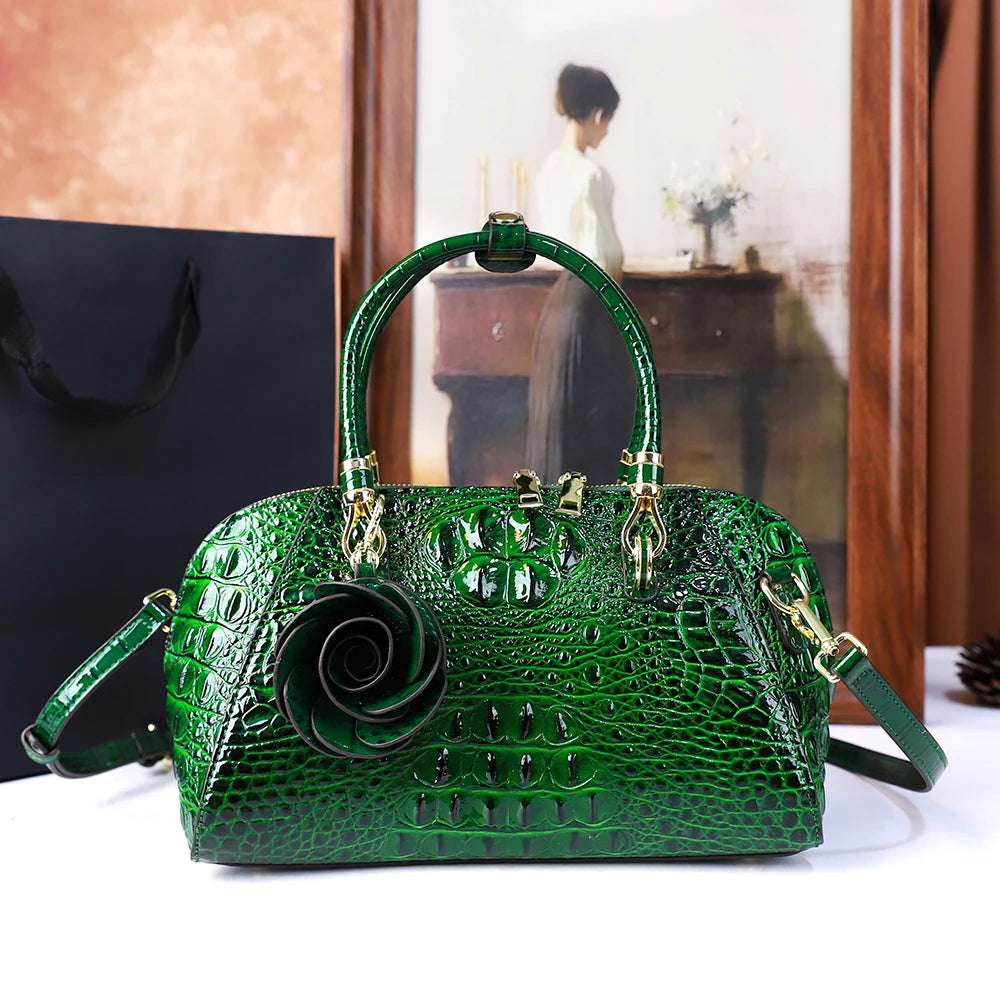 Women Crocodile pattern high-end  new retro fashion handbag, large-capacity texture, single-shoulder crossbody , pillow bag