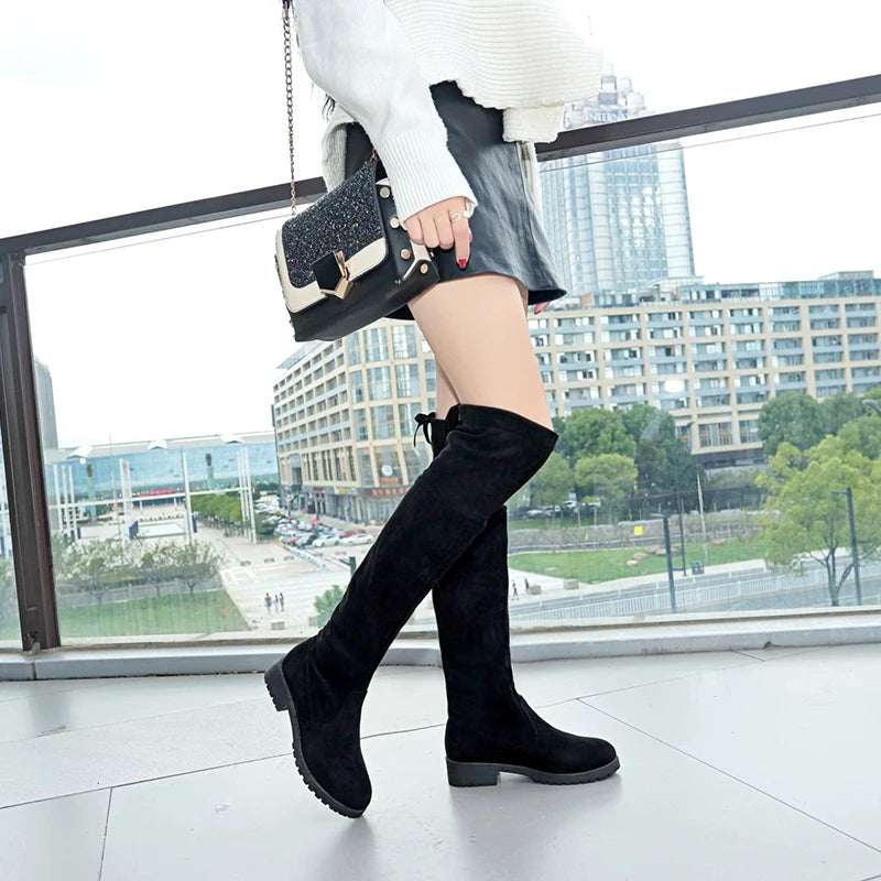 Women Over The Knee Boots Sexy High Heels Lace Up Long Boots Fall/winter Warm Thigh High Boots Party