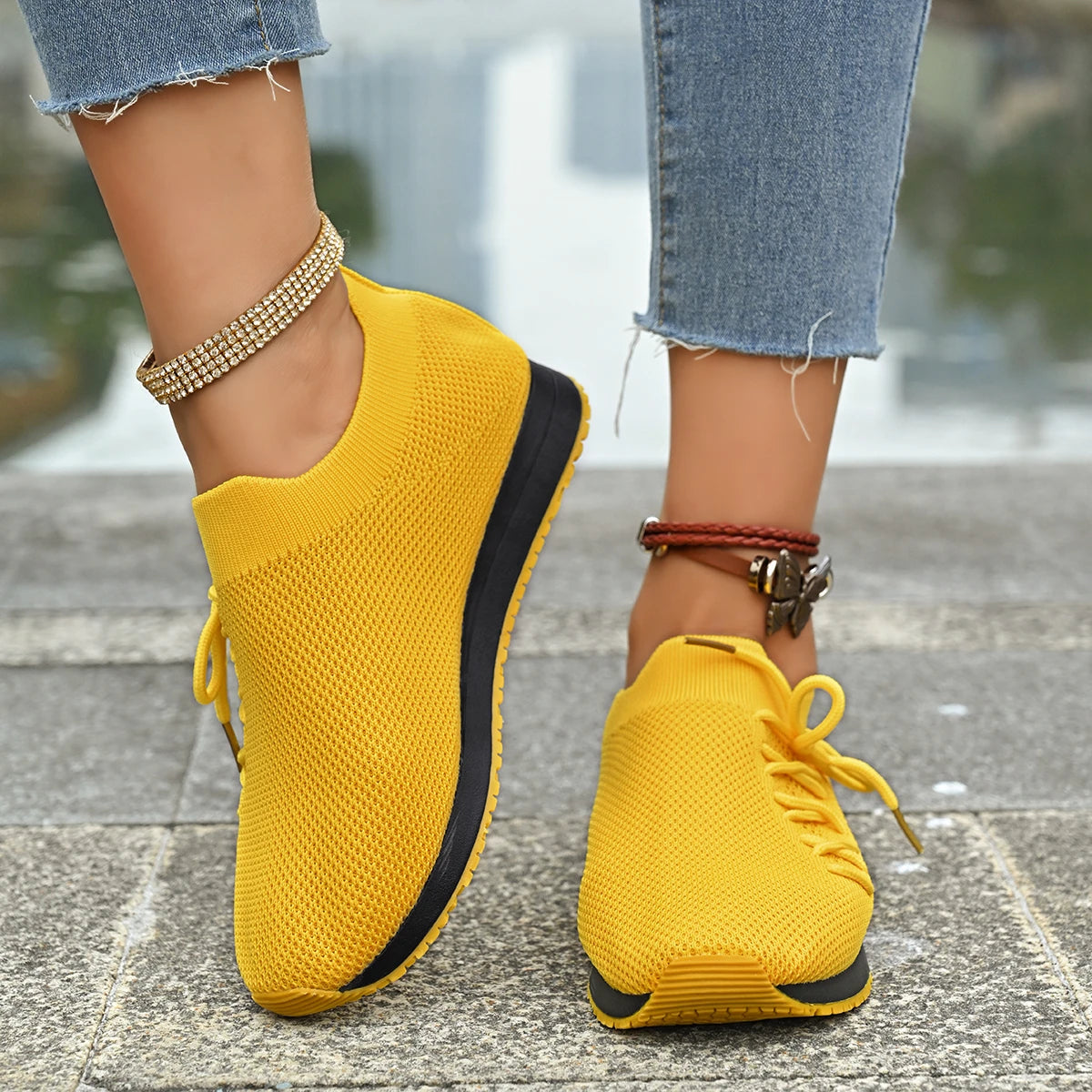 Women Casual Shoes Fashion Breathable Walking Mesh Flat Shoes Sneakers