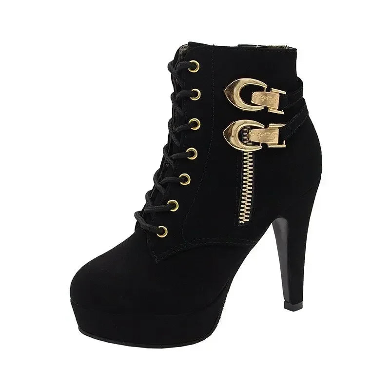 Women elegant fashionable autumn/winter high, stiletto heels ankle, side zipper boots