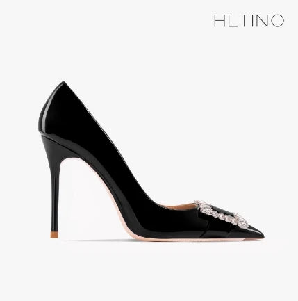 Women HLTNINO Crystal Pumps Spring Summer Shoes with Rhinestones High Heeled Stilettos Sandal