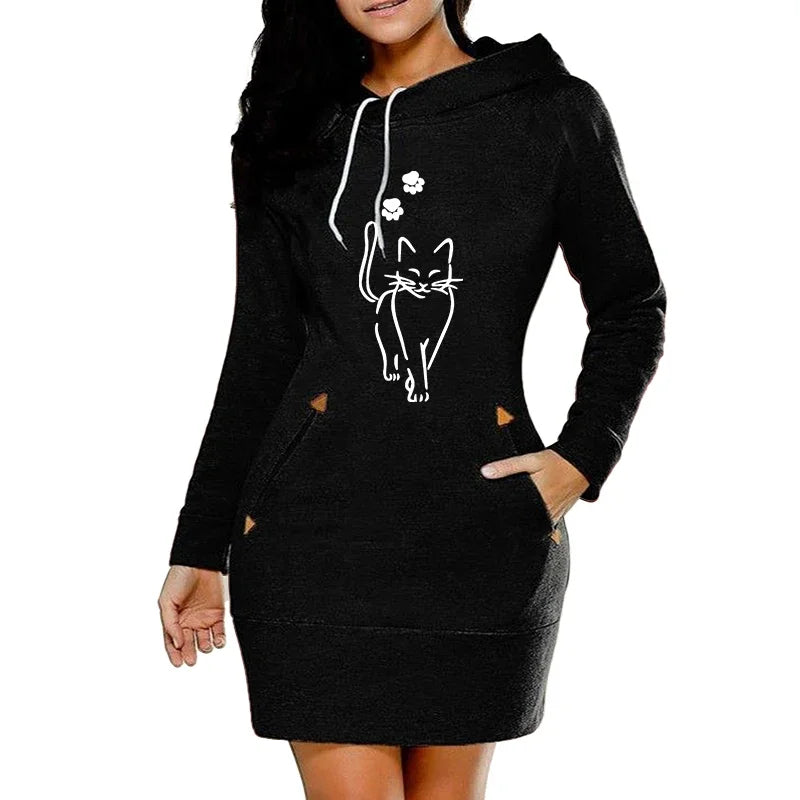 Women’s Simplicity Hoodies Comfort Fashion Autumn Winter Casual Daily Slim Fit Pocket Collar Zipper Design Quality Midi Dresses