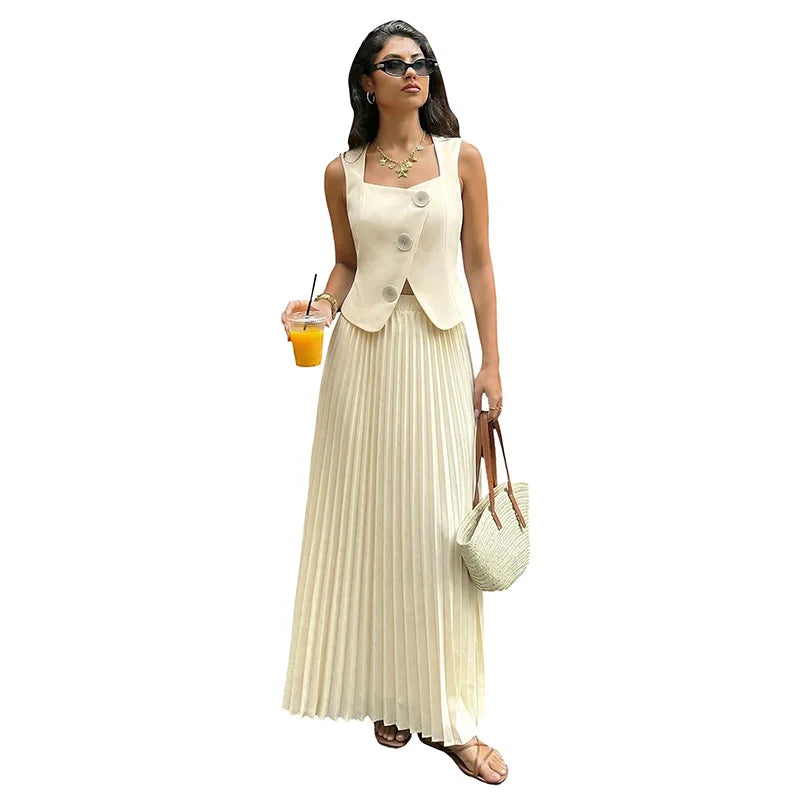 Women New Fashion Elegant Flared Skirt Set for  summer clothing