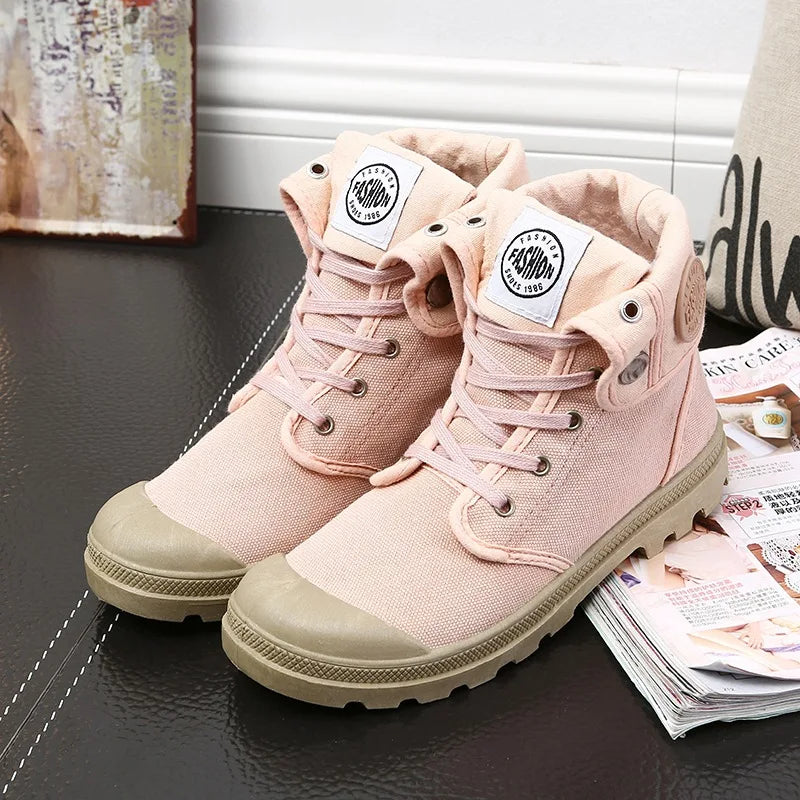 Women New Canvas Shoes Palladium Style Fashion High-top Breathable Ankle boots