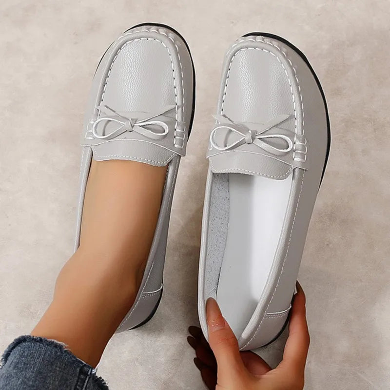 Women Genuine Leather Wedge Fashion Flats Black Designer Shoes Breathable Moccasins Casual Shoes