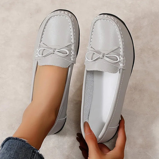 Women Genuine Leather Wedge Fashion Flats Black Designer Shoes Breathable Moccasins Casual Shoes