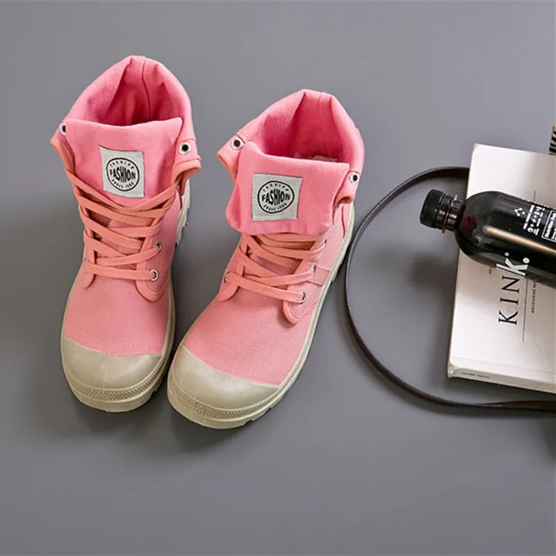 Women New Canvas Shoes Palladium Style Fashion High-top Breathable Ankle boots