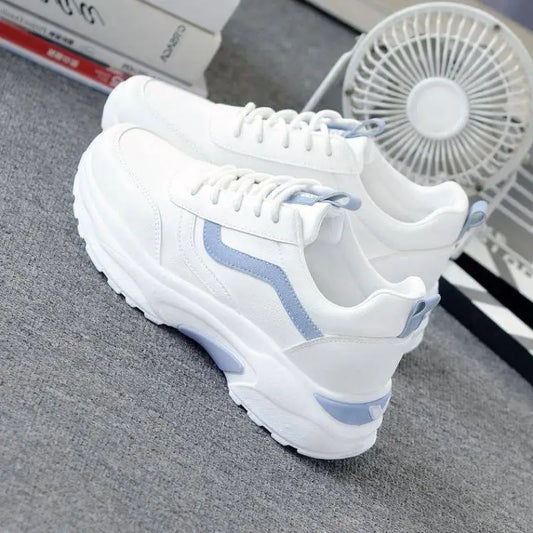 Women White Sneakers with Blue Accents