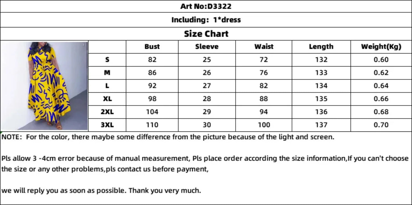Women Dashiki Fashion Belted Maxi Long Party Dress Vintage Printed Sundress Casual Vestidos dress
