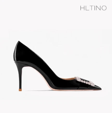 Women HLTNINO Crystal Pumps Spring Summer Shoes with Rhinestones High Heeled Stilettos Sandal