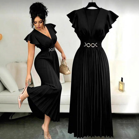 Women New Elegant, V-neck Long Midi Dress