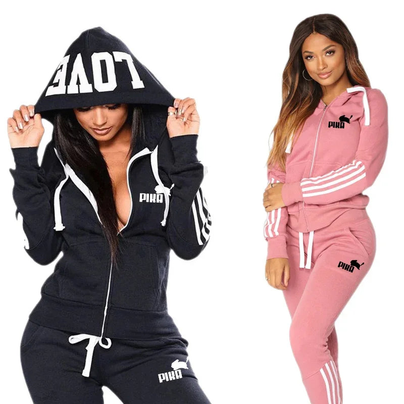 Woman Hot Sale Zip-up Hoodie Sweatpants Autumn Winter Daily Casual Sporty Jogger Set Urban Fashion Sexy Hoody Outfit