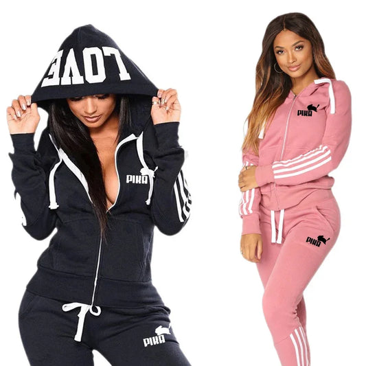 Woman Hot Sale Zip-up Hoodie Sweatpants Autumn Winter Daily Casual Sporty Jogger Set Urban Fashion Sexy Hoody Outfit