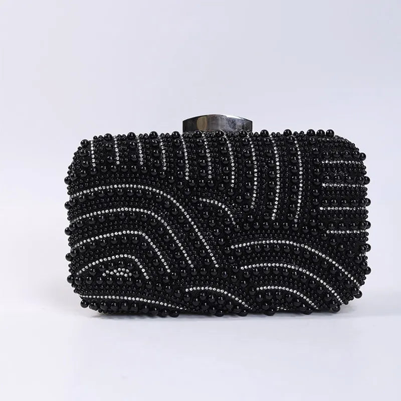 Women Pearl Elegant Evening Fashionable Stylish Beading Wedding Dinner Party Banquet  Dress Clutch Bag